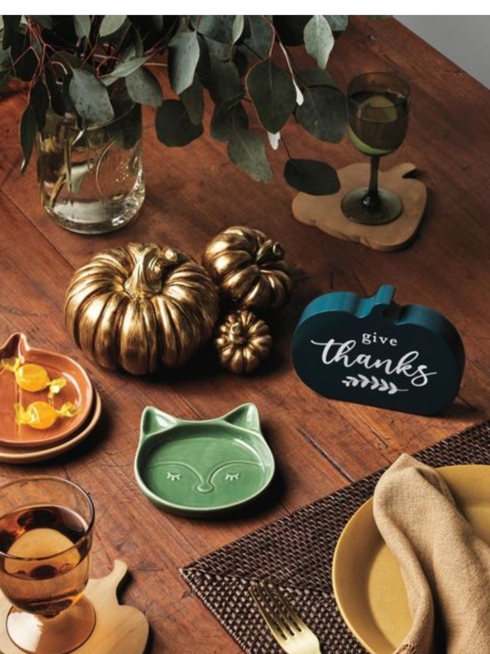 Ceramic Animal & Pumpkin Accent Trays - Green, Orange, Tan, Yellow (Set of 4) - Picture 2 of 4